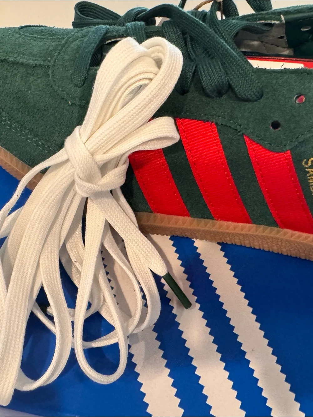 adidas Samba OG Green Suede Sneakers with Red Stripes